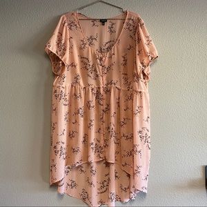 Sheer floral button up shirt/dress